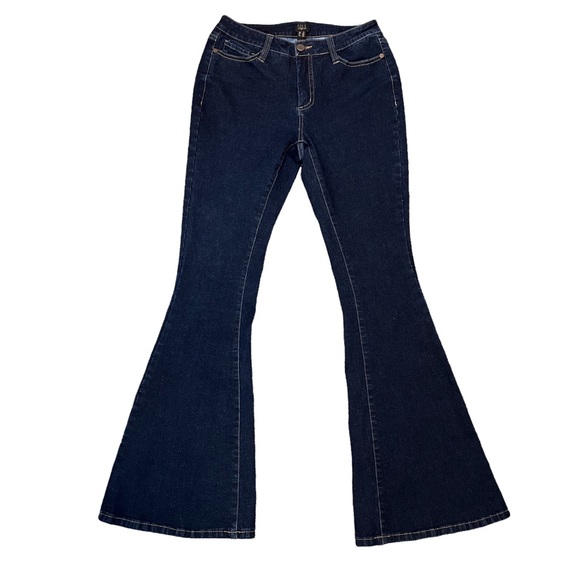 G.I.L.I Dark Wash Super Flare Denim Stretch Jeans Size 0 NWOT - Picture 3 of 13